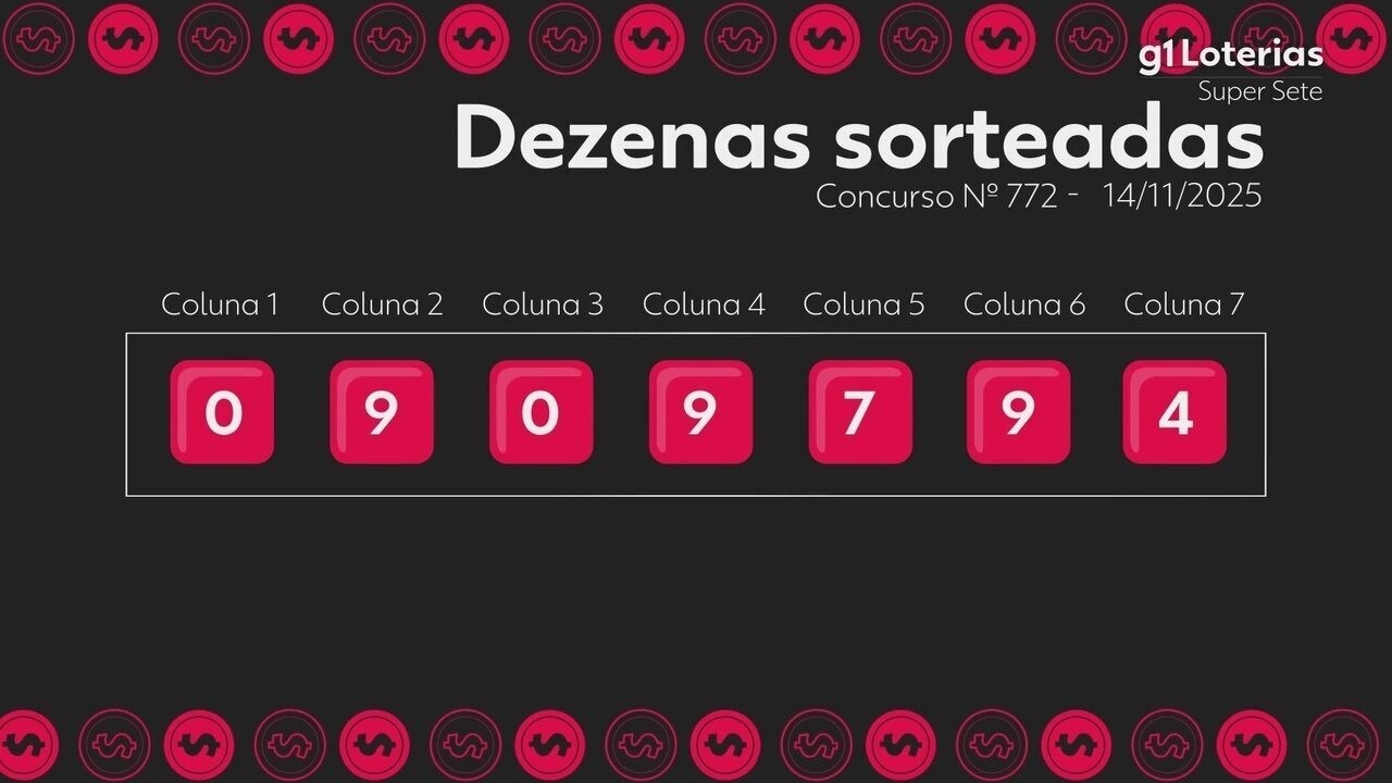 Super Sete hoje: resultado do concurso 772 e números sorteados