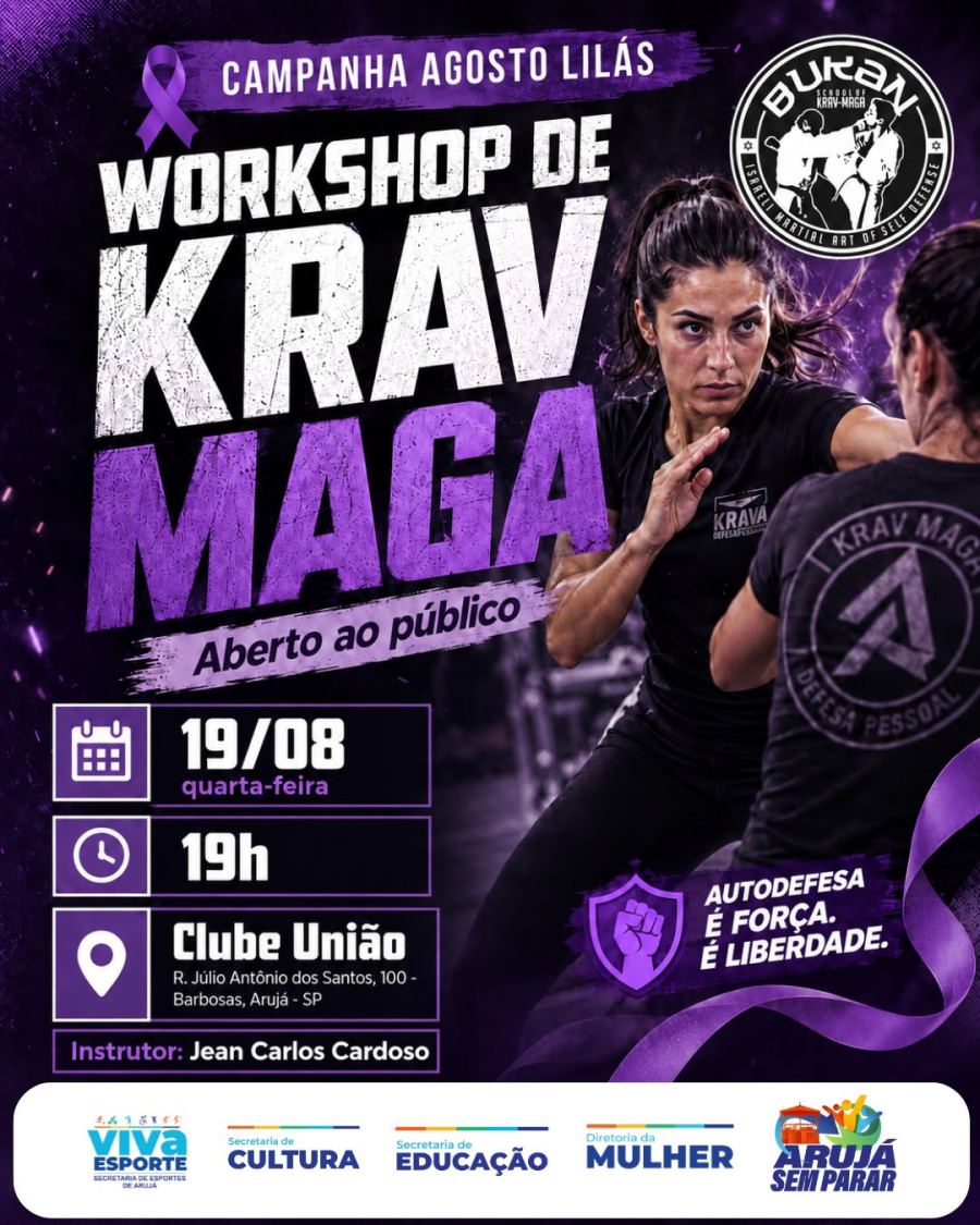 Arujá promove aula gratuita Krav Maga nesta quarta (19), no Agosto Lilás