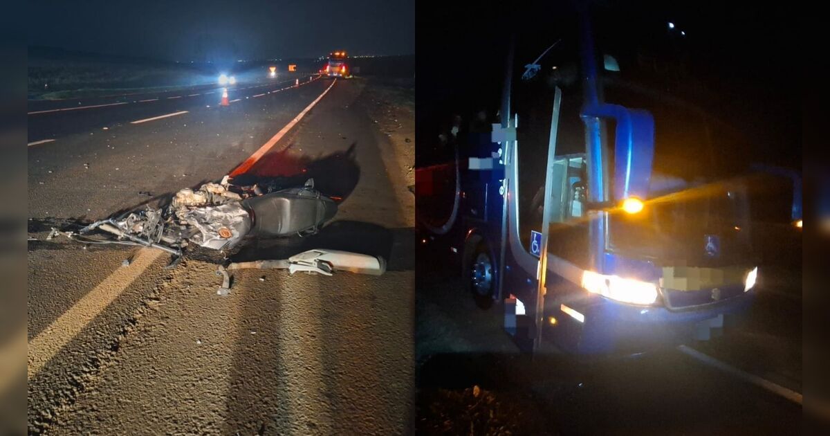 Ônibus atinge moto caída e deixa duas pessoas feridas em Apucarana