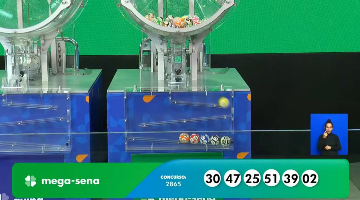 Mega-Sena, concurso 2.865: duas apostas acertam as 6 dezenas e dividem prêmio de R$ 103 milhões
